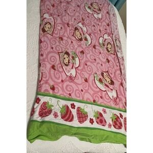 Strawberry Shortcake Franco Twin Flat Sheet Pink & Green Cotton VGC
